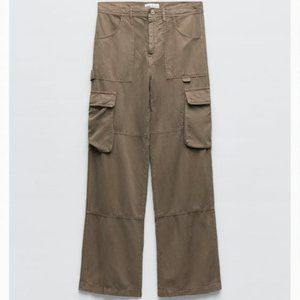 ZARA Rustic Cargo Pants Brown - Size 4